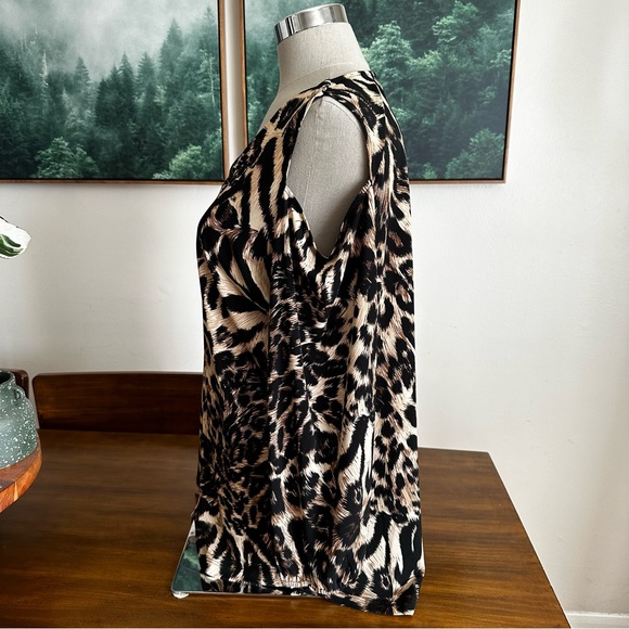 Eve & Maddie Cold Shoulder Leopard Print Blouse XL - Picture 3 of 6